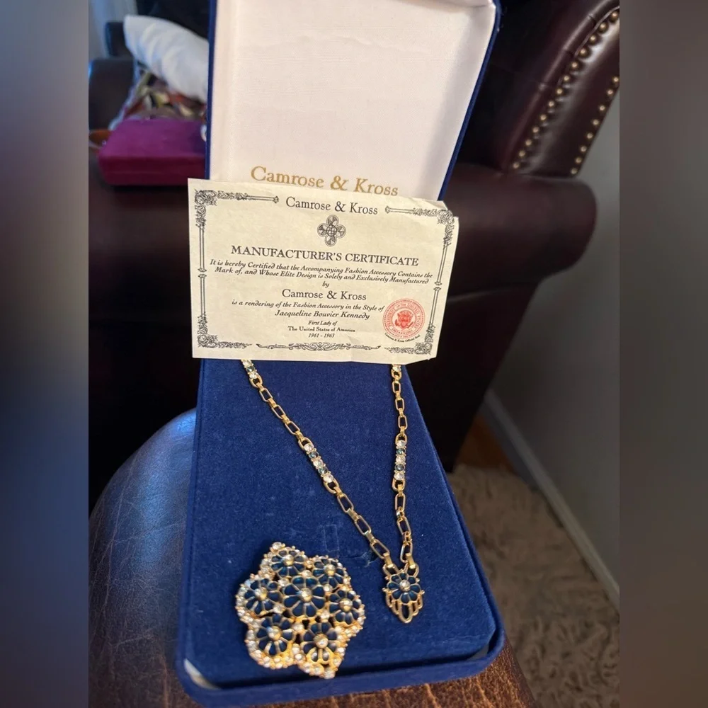 Camrose & Kross Enamel and Crystal Two-Way Necklace & Brooch Set - Picture 3 of 3